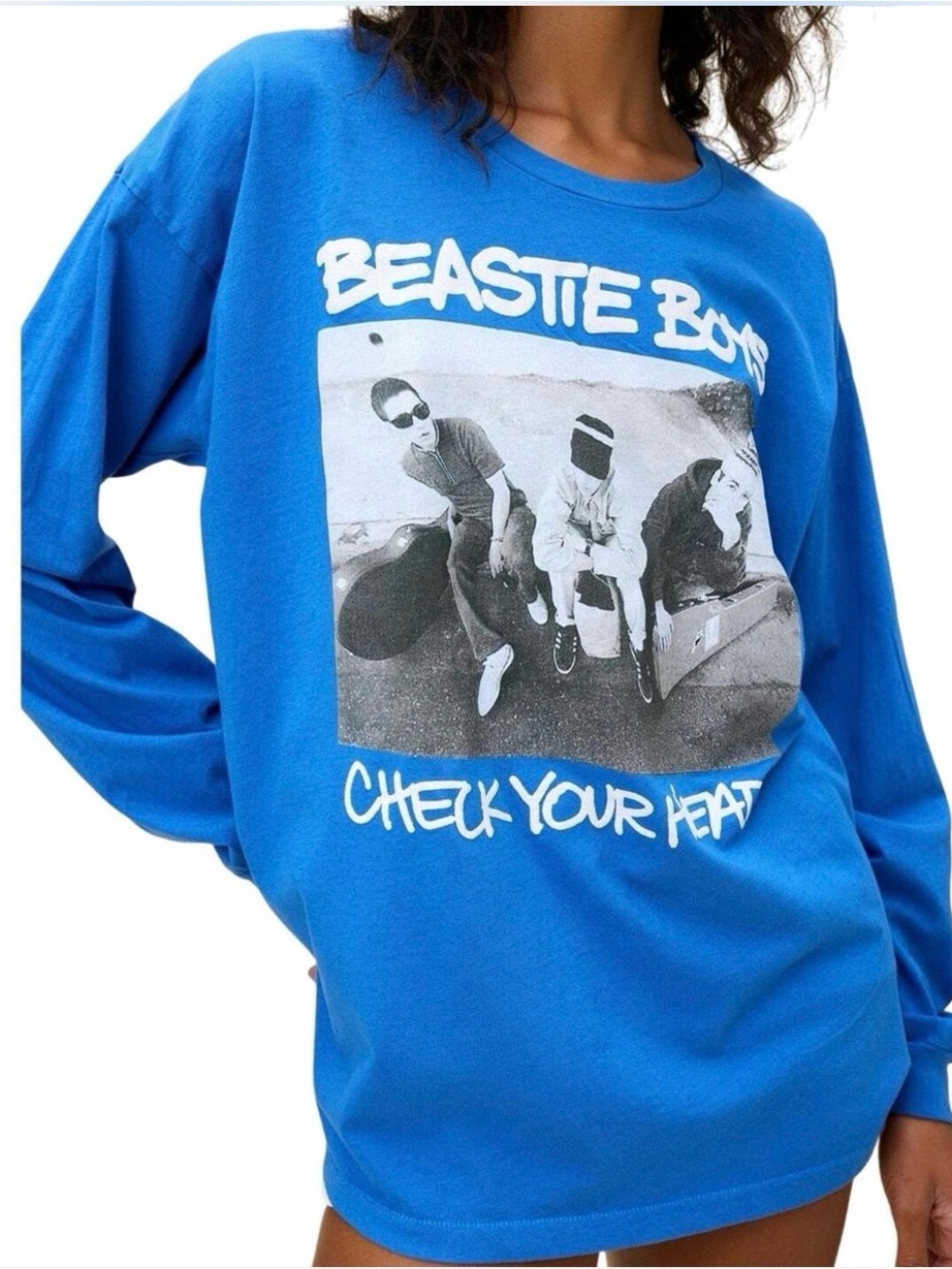 NEW Daydreamer Check Your Head Merch Beastie Boys Blue Graphic Long-Sleeve Top